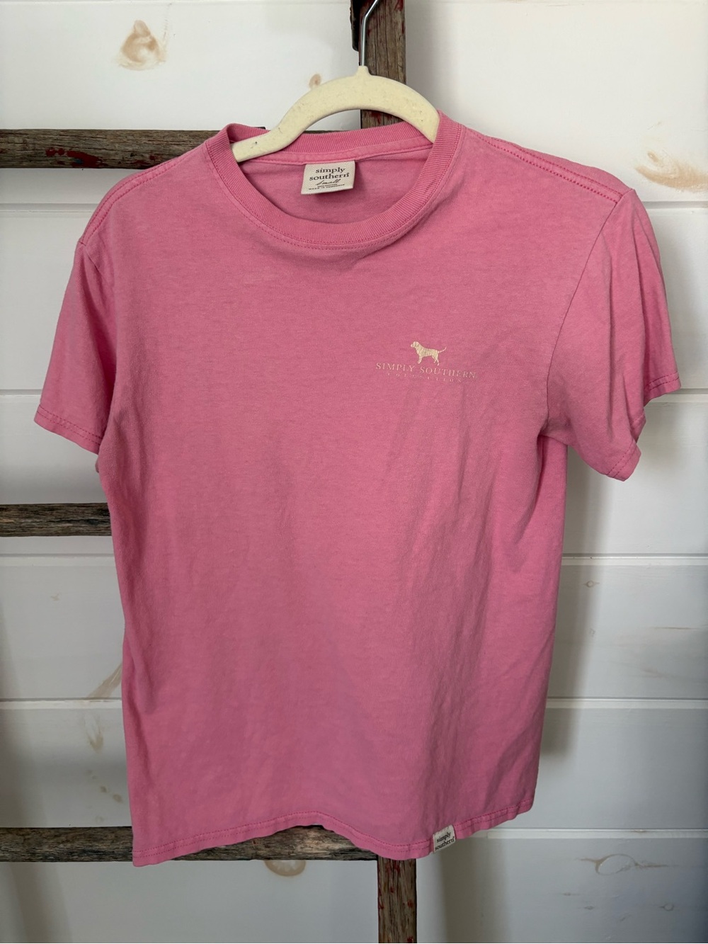Simply Southern Pink Short Sleeve Tee with Dog Logo